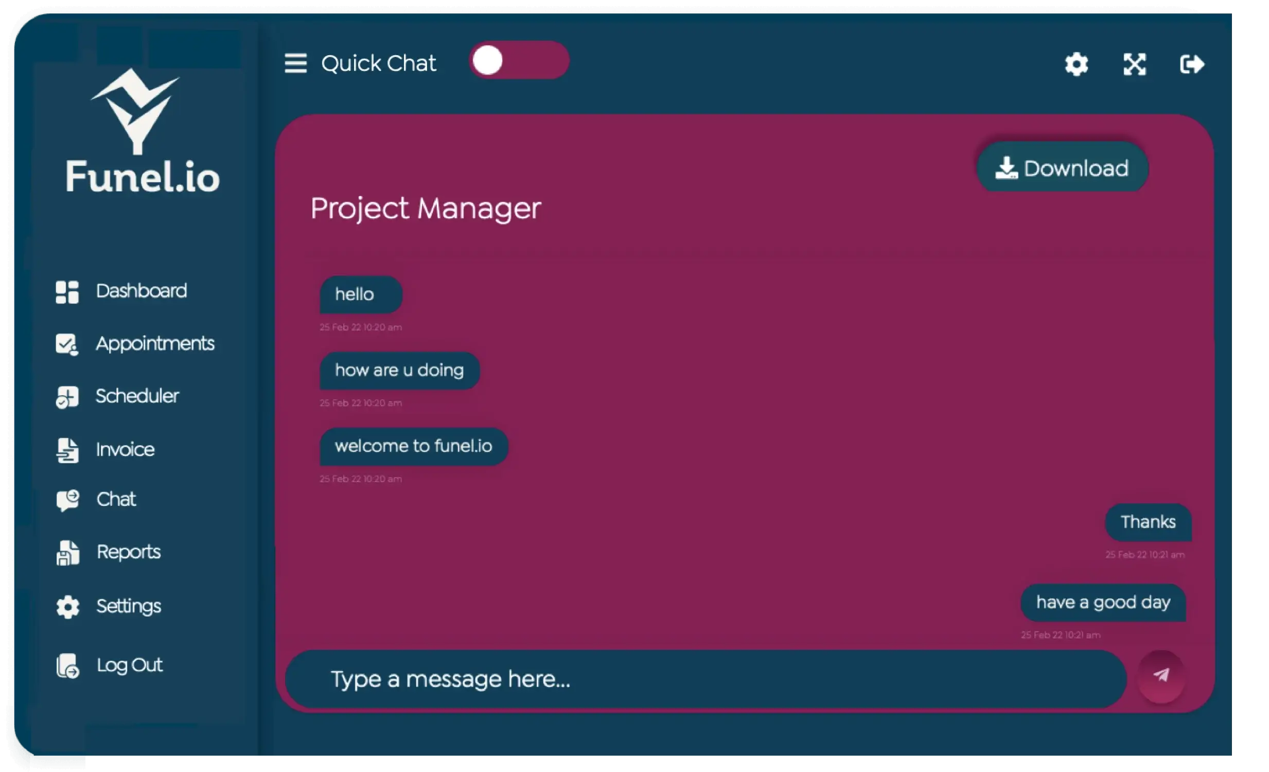funel chat system